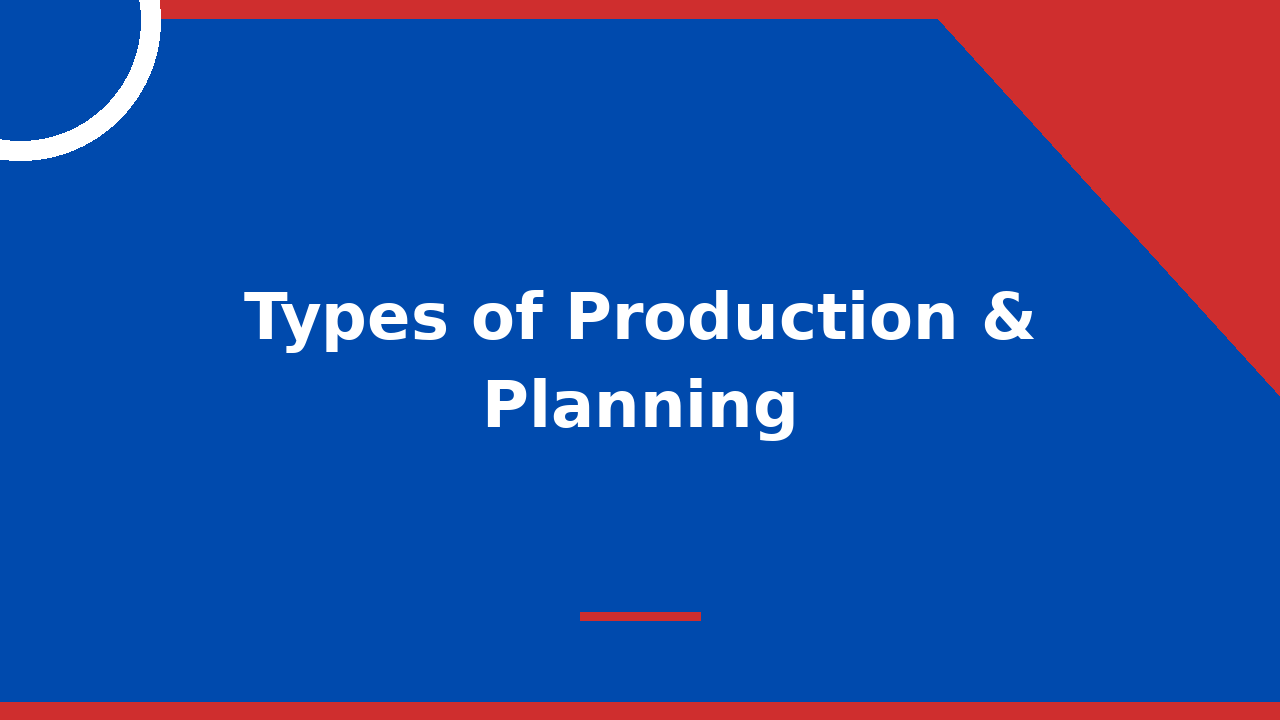 Types of Production & Planning